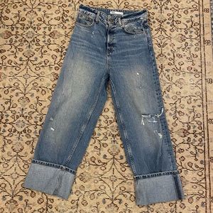 Zara High Waisted Wide Leg Crop Jean